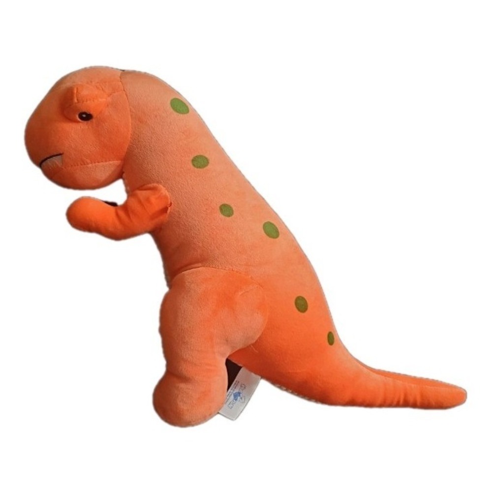 Hug Fun Orange Dinosaur With Green Spots Cream Ribbed Belly 18" Stuffed T-Rex